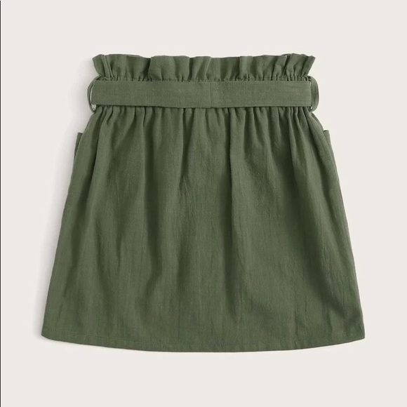 SHEIN Button Front Paperbag Waist Belted Skirt - Picture 4 of 4